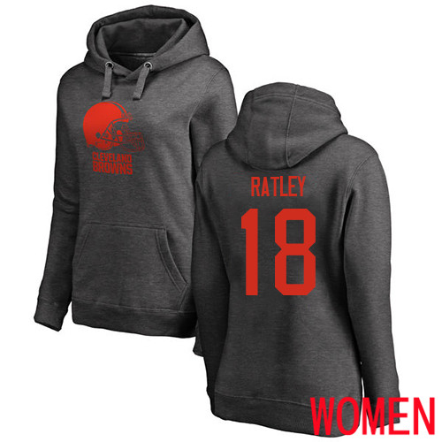 Cleveland Browns Damion Ratley Women Ash Jersey 18 NFL Football One Color Pullover Hoodie Sweatshirt